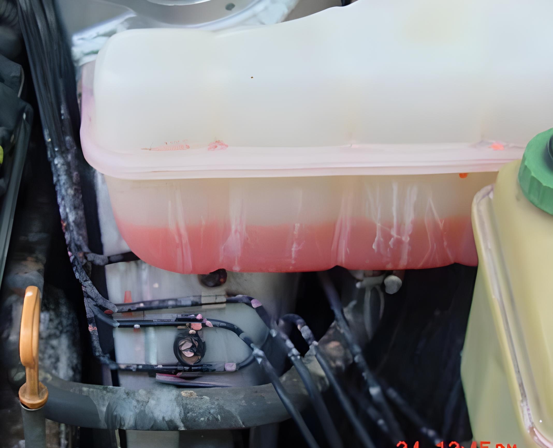 Leaking coolant expansion tank