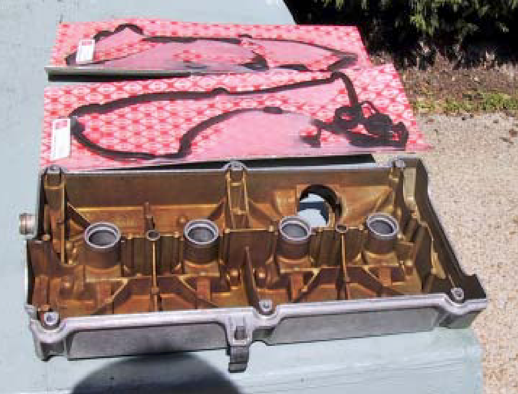 Backside of valve cover and replacement gaskets